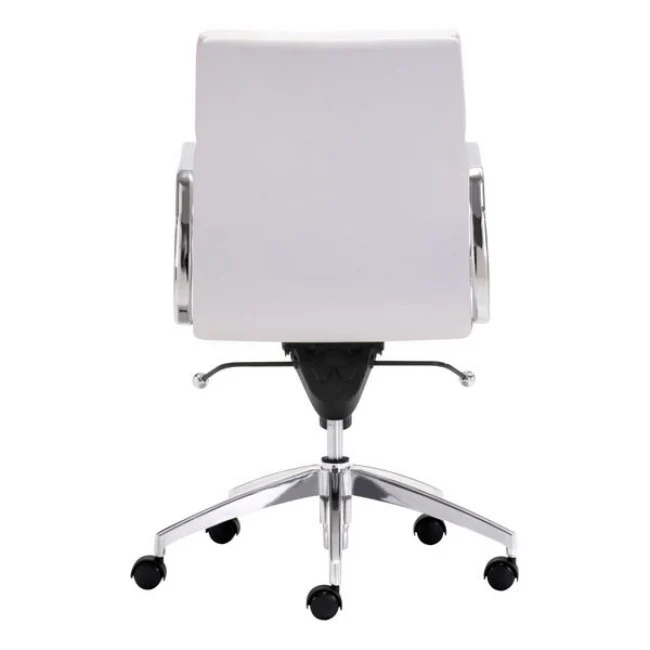 Timeless Low-Back White Leatherette Office Chair - Image 4