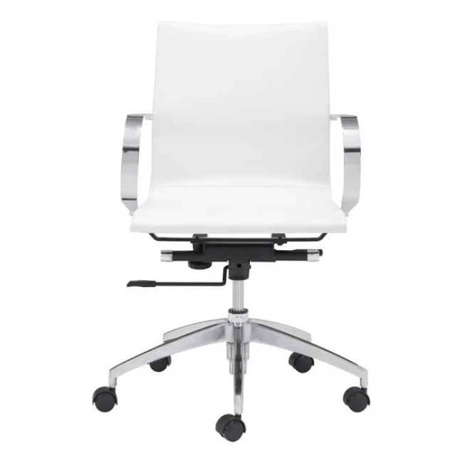 White Low-Back Ergonomic Office Chair - Image 3