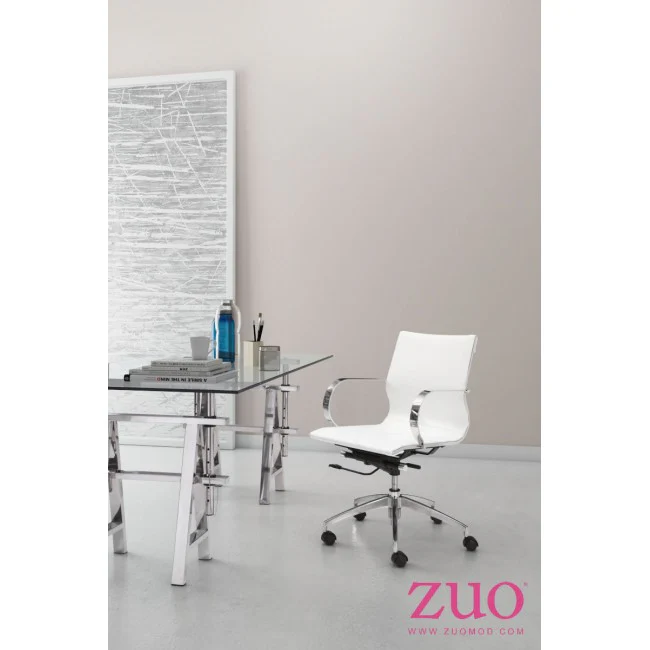 White Low-Back Ergonomic Office Chair - Image 5