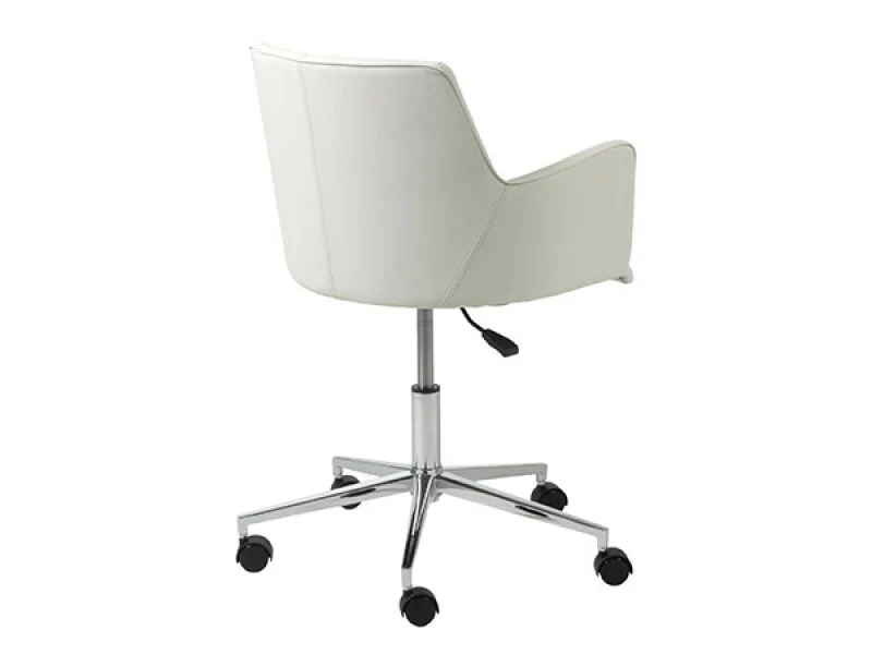 Contemporary White Office Chair with Unique Arms & Chrome Base - Image 3