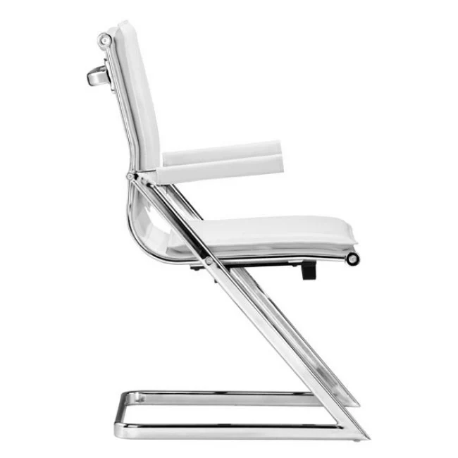 Ergonomic White Chromed Steel Guest or Conference Chair (Set of 2) - Image 2