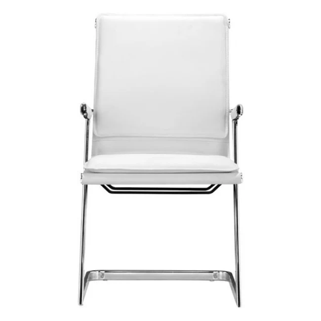 Ergonomic White Chromed Steel Guest or Conference Chair (Set of 2) - Image 3