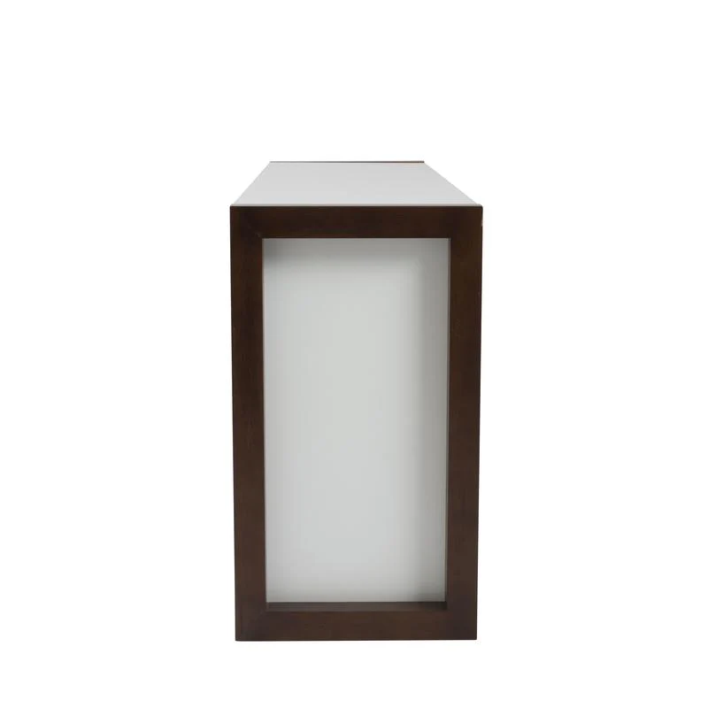 Clean White Stylish Storage Credenza Framed in Dark Walnut - Image 4
